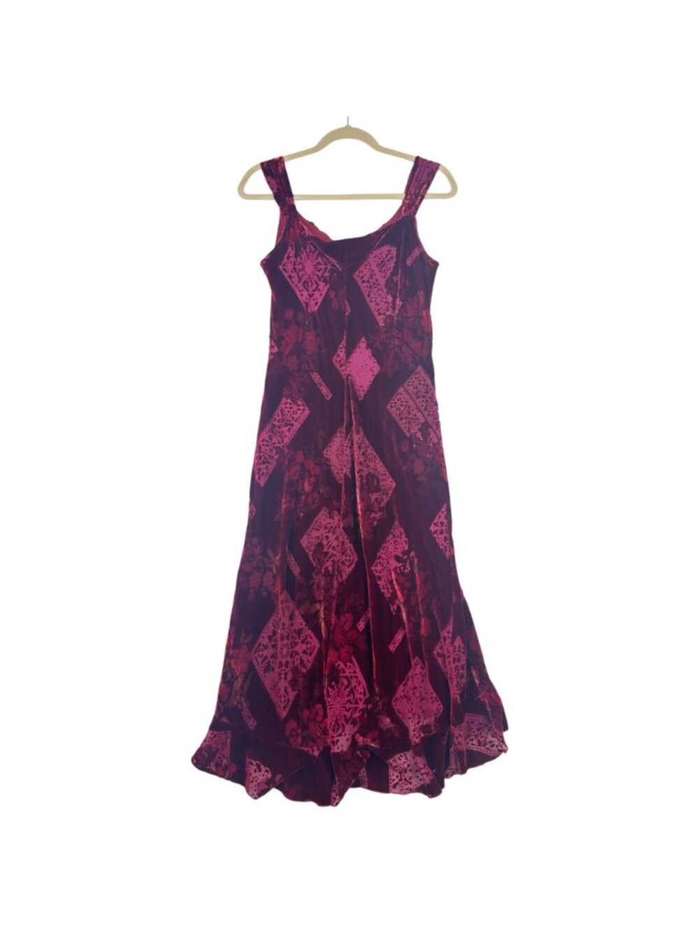 Jonathan Martin Studio 12 Velvet Sleeveless Burgundy Floral Dress Whimsigoth Y2K - Picture 11 of 14